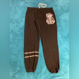 Lauren Moshi Joggers Sweatpants 33 x 29  with Crystal Bear Patch